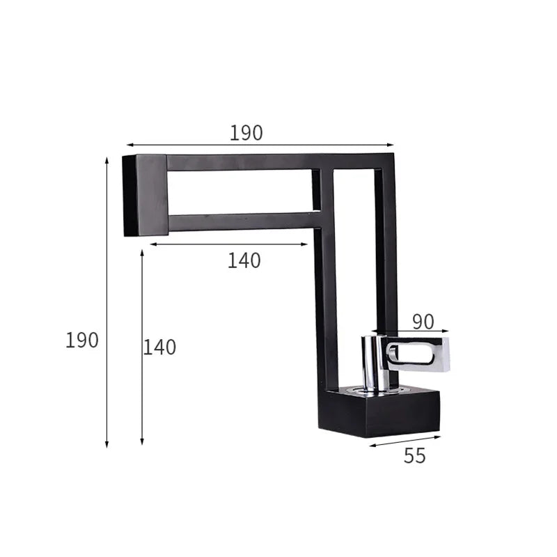 BAKALA Modern Basin Faucets Black Sink Mixer Taps Brass Bathroom Taps Square Vessel Sink Faucet Black Basin Mixer Cold Hot Water