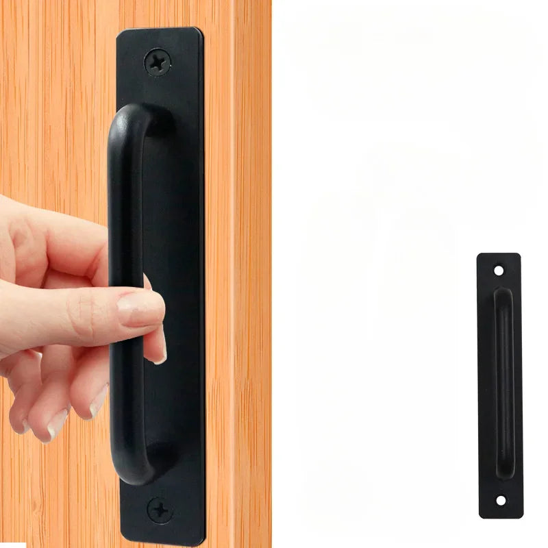 Barn Door Handles, Sliding Door Handle, Black Cabinet Handles, Door Pull Handle, Aluminum Alloy Door Pulls with Plate