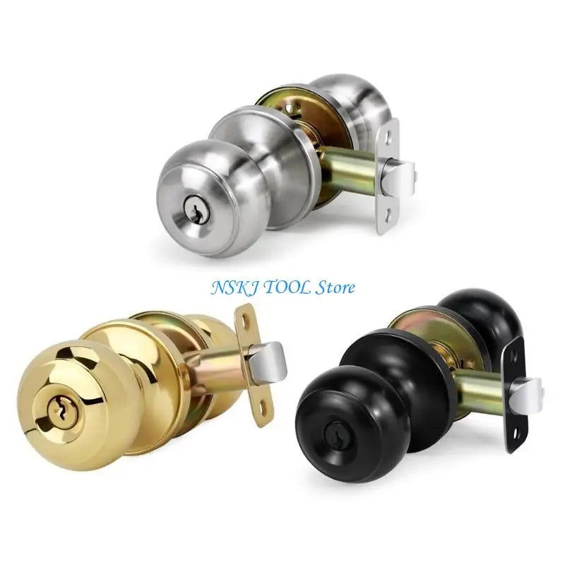 L8RC Zinc Alloy Round Door Knobs Knobset Entrance Lock Interior Door Handles for Hallway, Closet, Bathroom Easy to Install