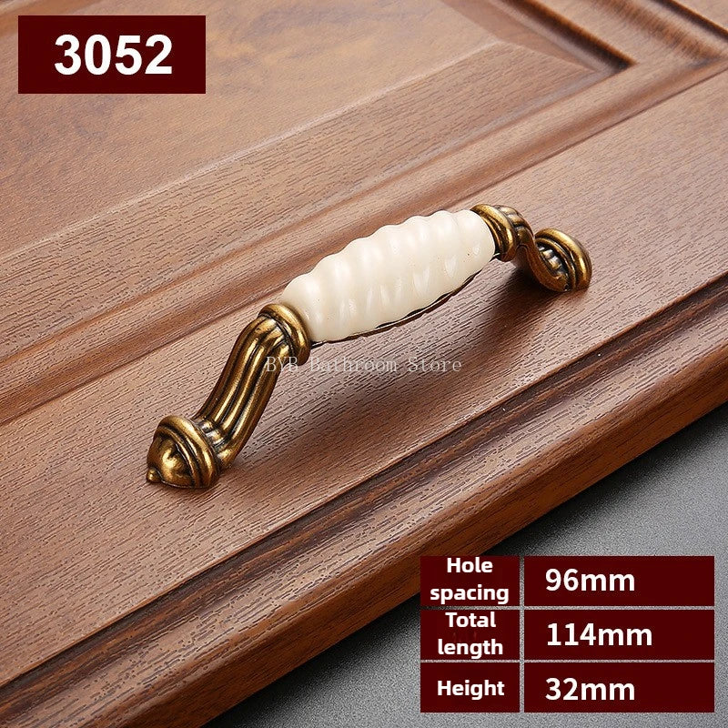 Drawer Knobs Wardrobe Door Handle European Furniture Hardware Zinc Alloy Antique Bronze Ceramic White Cabinet Handles