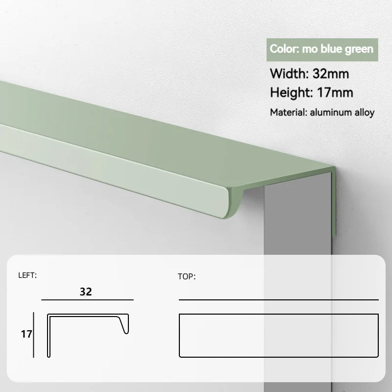 Modern Minimalist Long Door Handles, Drawers, Wardrobes, Hidden Handles, Non Perforated Cabinets, Black Edge Sealing Handles
