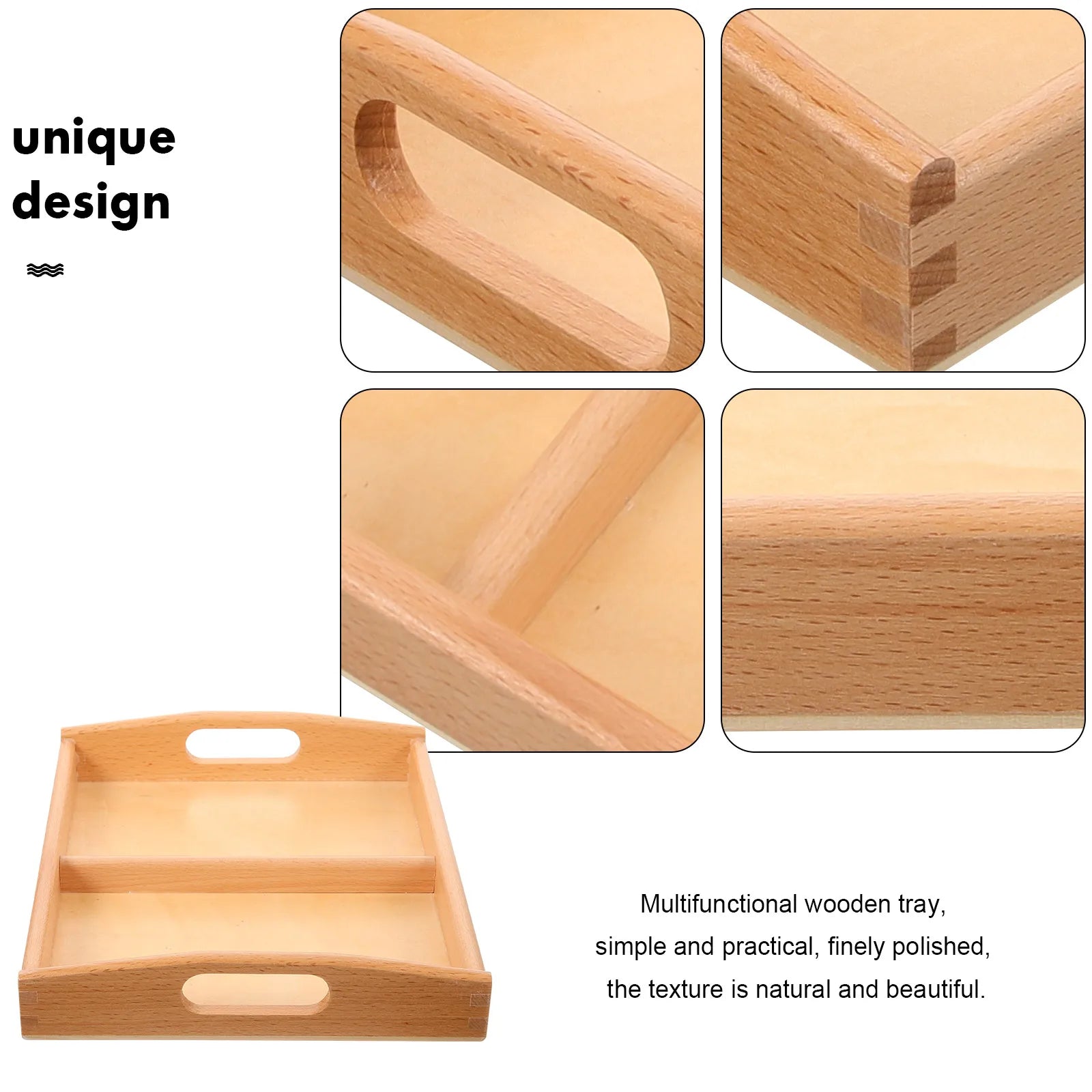Wooden Tray Toddler Funny Teaching Aids Practical Serving Tray Art Craft Organizing tool Early Learning Sensory Project supplies