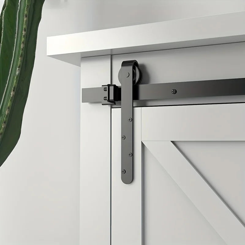 1Set Carbon steel silent sliding barn door hardware kit, suitable for carbon steel tracks in barns, TV cabinets, and wardrobes