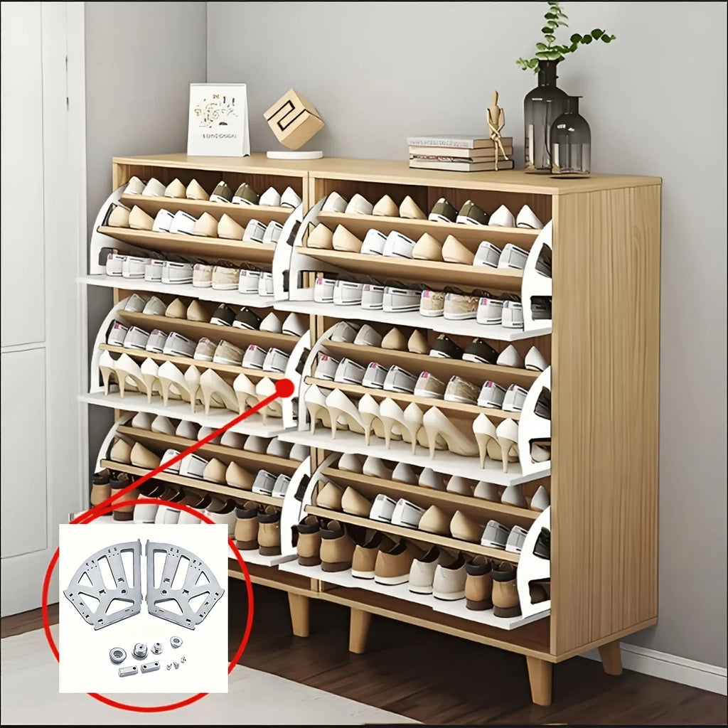 Shoe Rack Accessory - 3-Tier Connector, Thickened Iron Structure with Hidden Foldable Shelf, for Shoe Organization, 3-Layer Prac