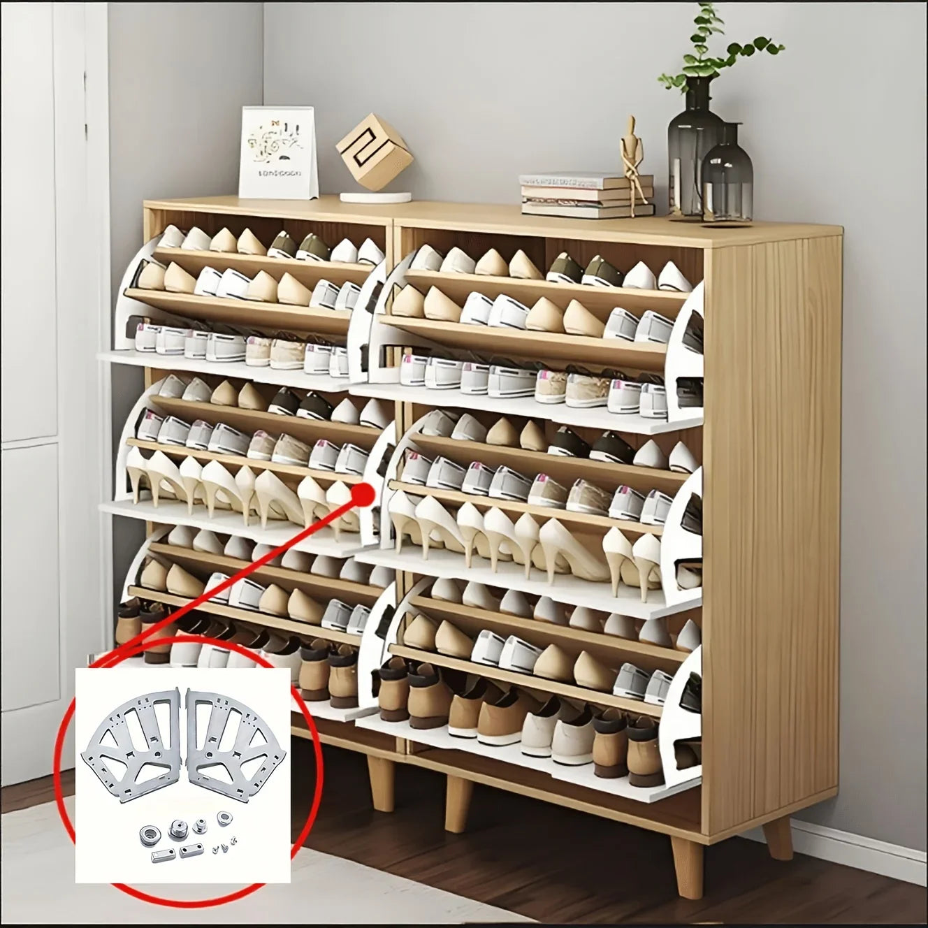 Shoe Rack Accessory - 3-Tier Connector, Thickened Iron Structure with Hidden Foldable Shelf, for Shoe Organization, 3-Layer Prac