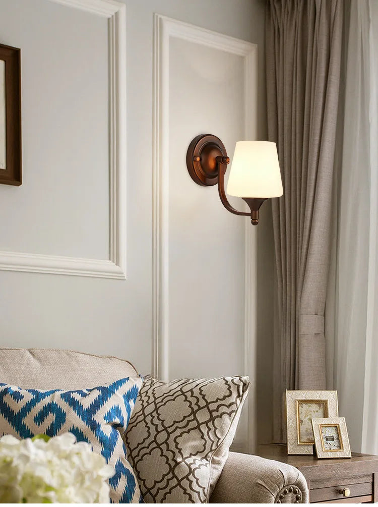 Bathroom Light Lighting with White Frosted Glass Shade, Wall Lamp for Mirror Kitchen Bedroom Living Room Porch
