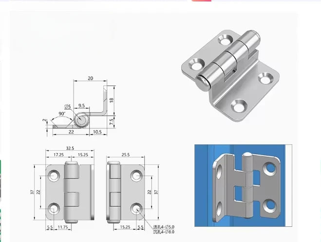 5pcs Stainless Steel 270 Degrees Opening and Closing Buffer Hinge Cabinet Door Mechanical Hinges Furniture Hardware with Screw