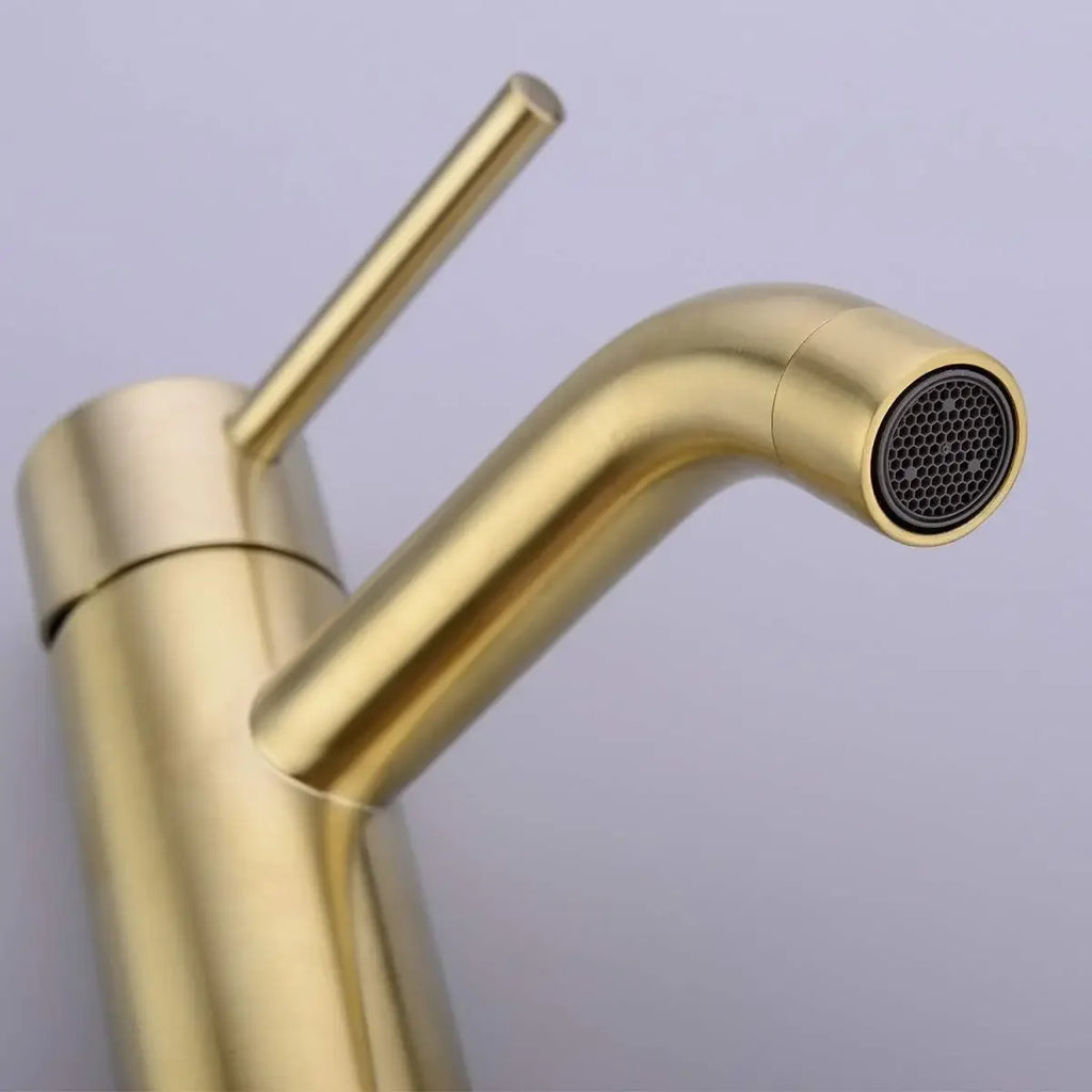 Bathroom Faucets Bathroom Basin Faucet Cold and Hot Water Mixer Sink Tap Single Handle Deck Mounted Brushed Gold Tap