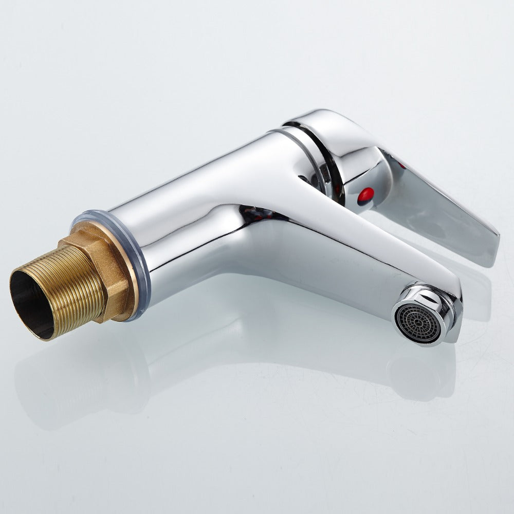 Bathroom Basin Faucet Chrome Single Handle Single Hole Deck Mounted Mixer Tap Kitchen Sink Hot Cold Taps With G1/2 Hose