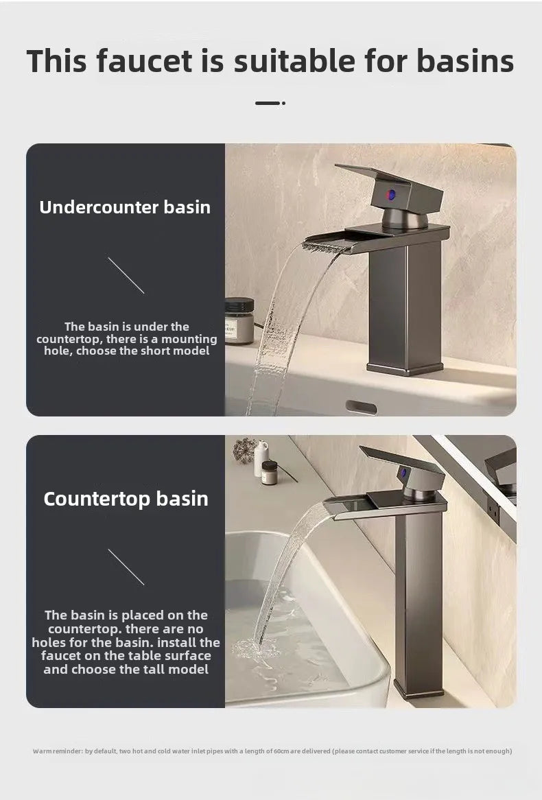 Wash Basin Faucet Bathroom Cold and Hot Sink Tap Toilet Luxury Water Taps Modern Brass Mixers Tap LED Light Bathroom Sink Faucet