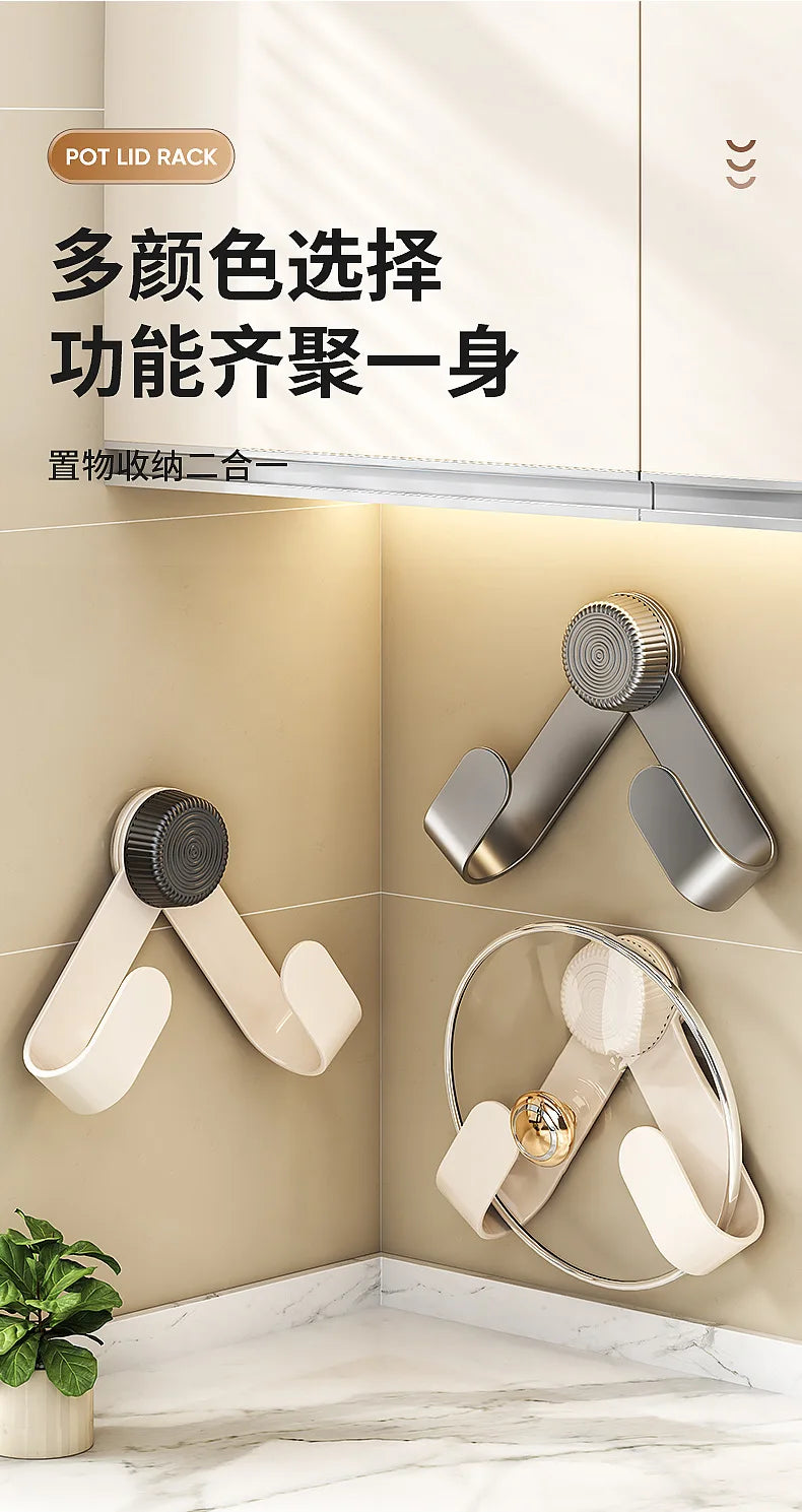 Wall-Mounted Pot Lid Rack Kitchen Cutting Board Holder Chopping Board Multi-Purpose Storage Organizer No-Punching Required