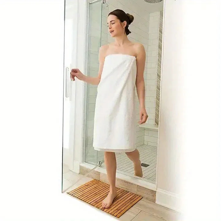 Wooden Bathroom Mat Rayon Derived From Bamboo Rectangular Waterproof Floor Mat Suitable for Bathroom and Toilet