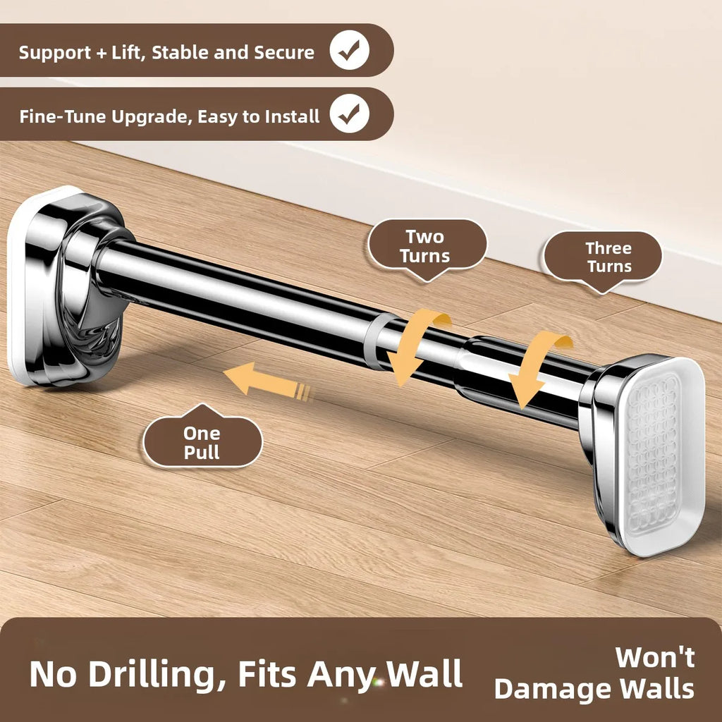 Retractable Clothes Drng Rods Wall Mounted Balcony Batoom Curtain Rods Wardrobe Clothes Hanger Rods No Drilling Required