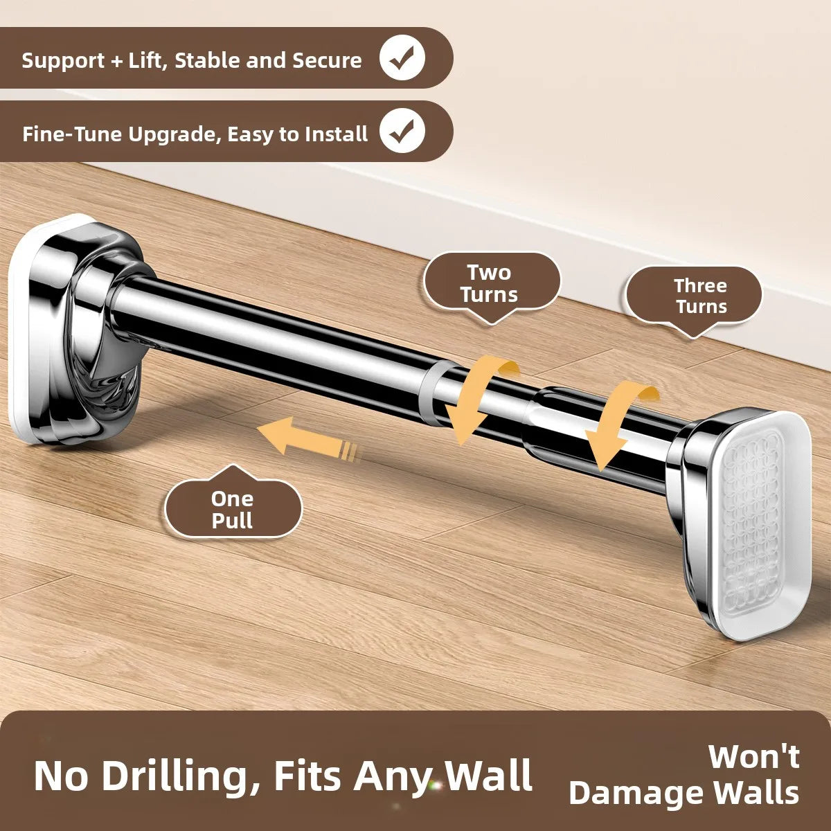 Retractable Clothes Drng Rods Wall Mounted Balcony Batoom Curtain Rods Wardrobe Clothes Hanger Rods No Drilling Required