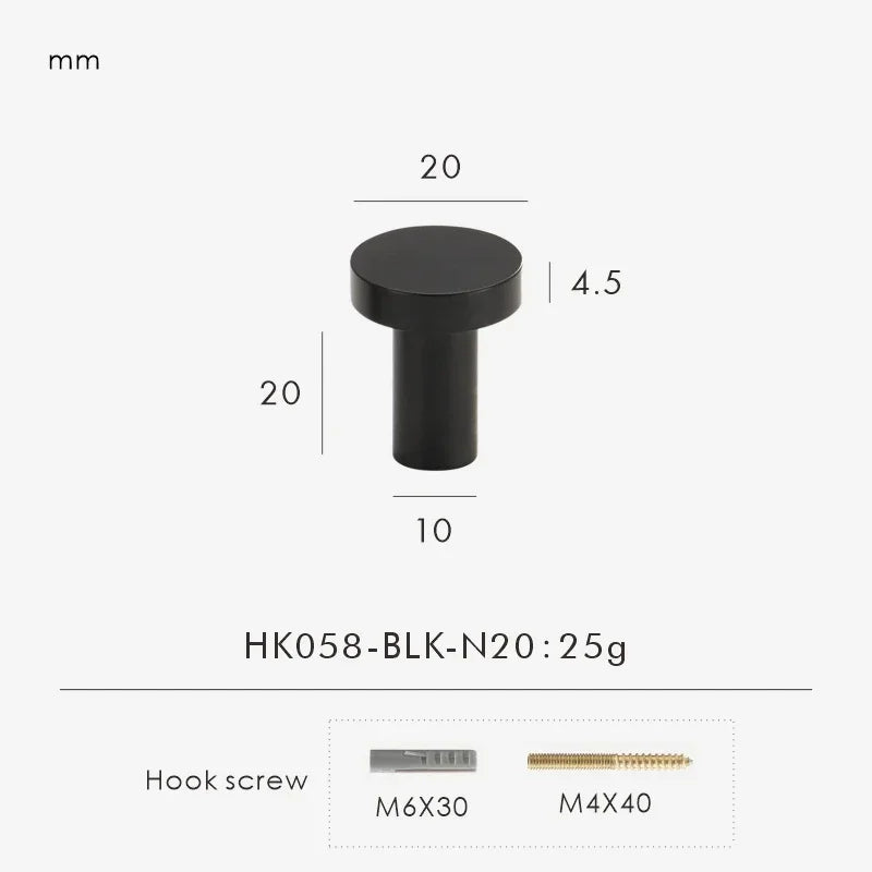 Solid Brass Circular Gold Black Antique White Cabinet Furniture Knobs Wall Bathroom Clothes Hook Handle