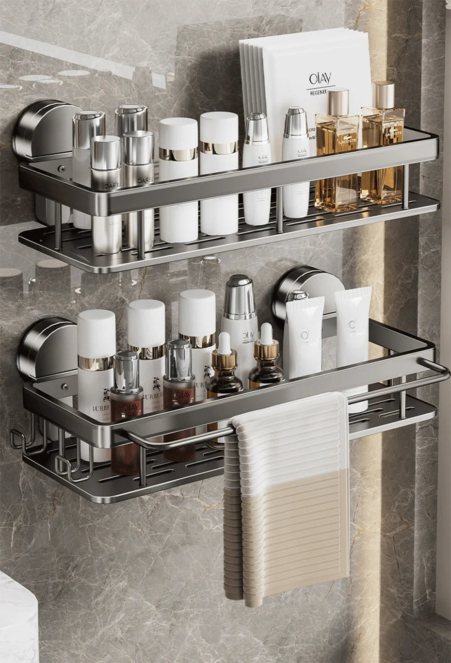 Bathroom Suction Cup Storage Rack Without Drilling Kitchen Toilet Shower Room Shampoo Holder Wall Mount Organizer Bathroom Shelf