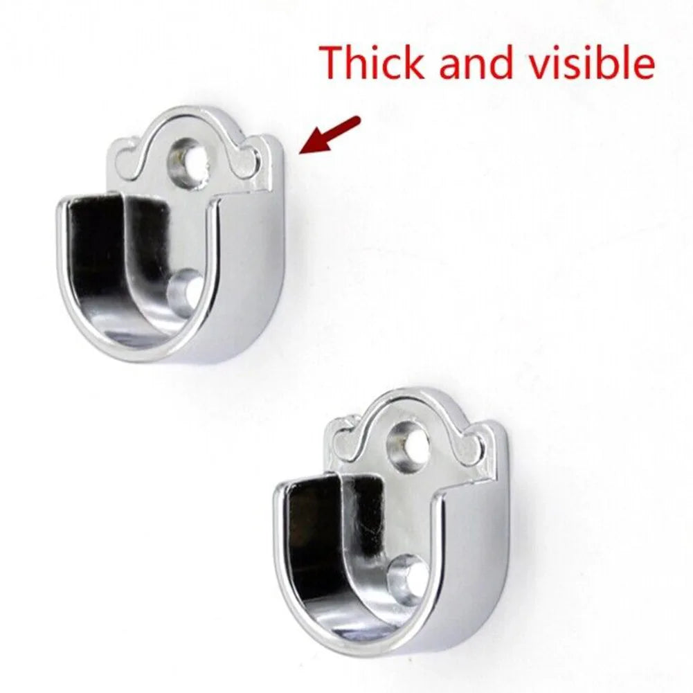 Wardrobe Rail Hanger Rod Socket Support Tube Round End Bracket Holder Heavy Duty U Shaped Rod Socket Home Hardware Accessories