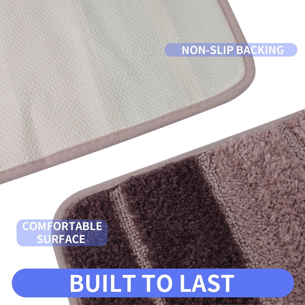 Bathroom Rug Set 2 Piece Plush Shaggy Soft Absorbent Microfiber Bath Mats and U-Shaped Contour Toilet Rug Non-Slip Machine Wash