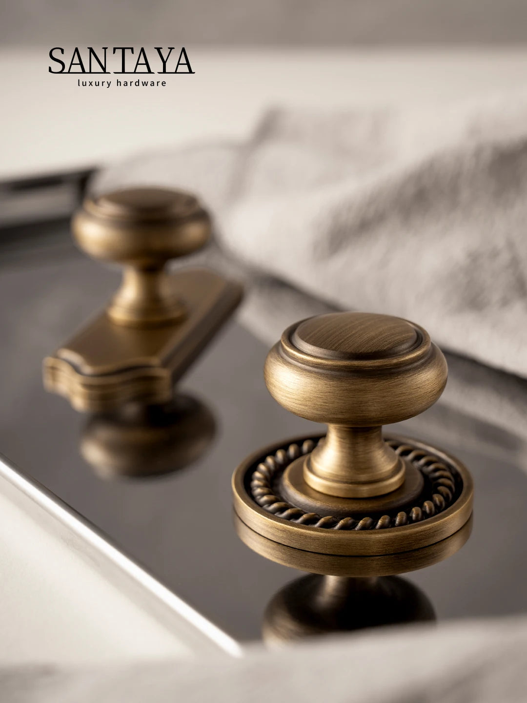 Santaya Antique Brass Cabinet Handles With Backplate Solid Bronze Wardrobe Pulls Kitchen Cupboard Door Knobs Furniture Handle
