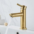 Bathroom Faucet Solid Brass Bathroom Basin Faucet Cold And Hot Water Mixer Sink Tap Single Handle Deck Mounted Brushed Gold Tap