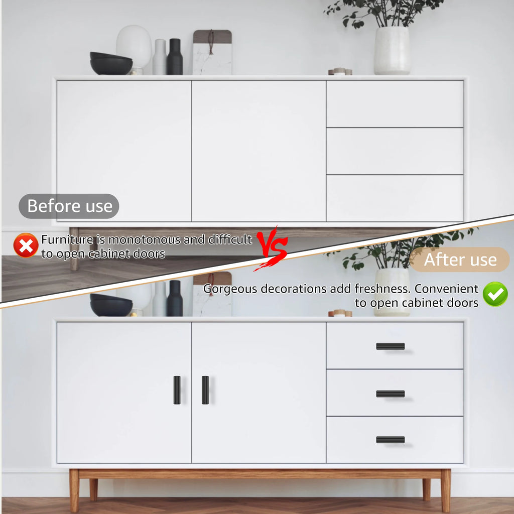20 Pack Cabinet Knobs Matte Black Stainless Steel Kitchen Drawer Pulls Single Hole T-Shaped Handles 2 Inch Overall Length