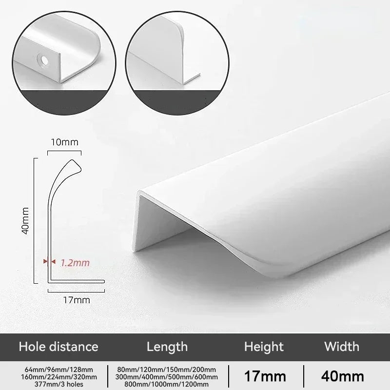 Simple Hidden Cabinet Handles  Kitchen Cupboard Door Pulls Elegance Long Handles Aluminum Alloy  Furniture Handle Hardware