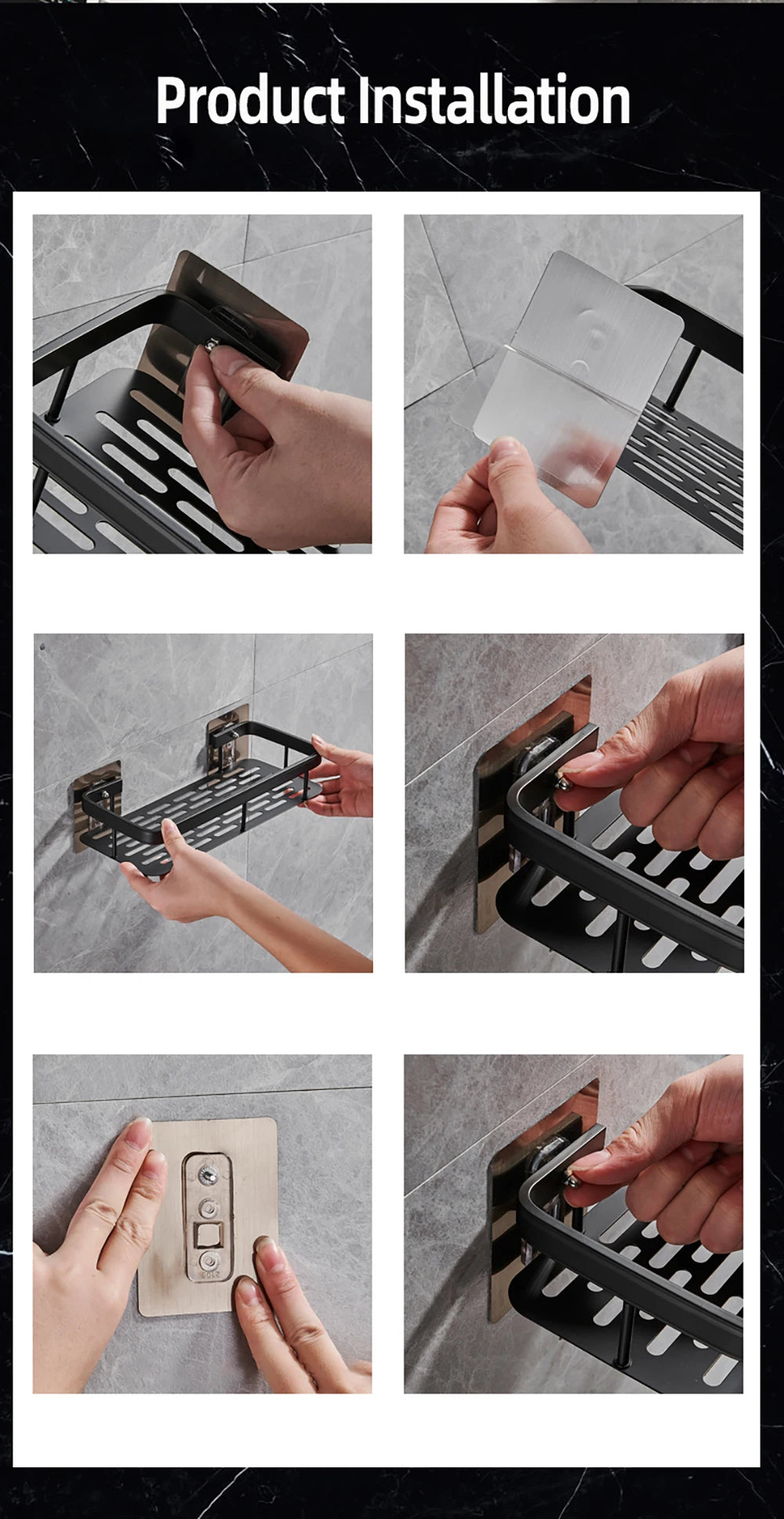 Wall mounted rectangular rack wall mounted shower shampoo rack no drill rack tripod bathroom rack towel rack