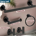5 Piece Bathroom Hardware Set Wall-mounted Stainless Steel Towel Bar Towel Ring Toilet Paper Holder Hook Bathroom Accessories