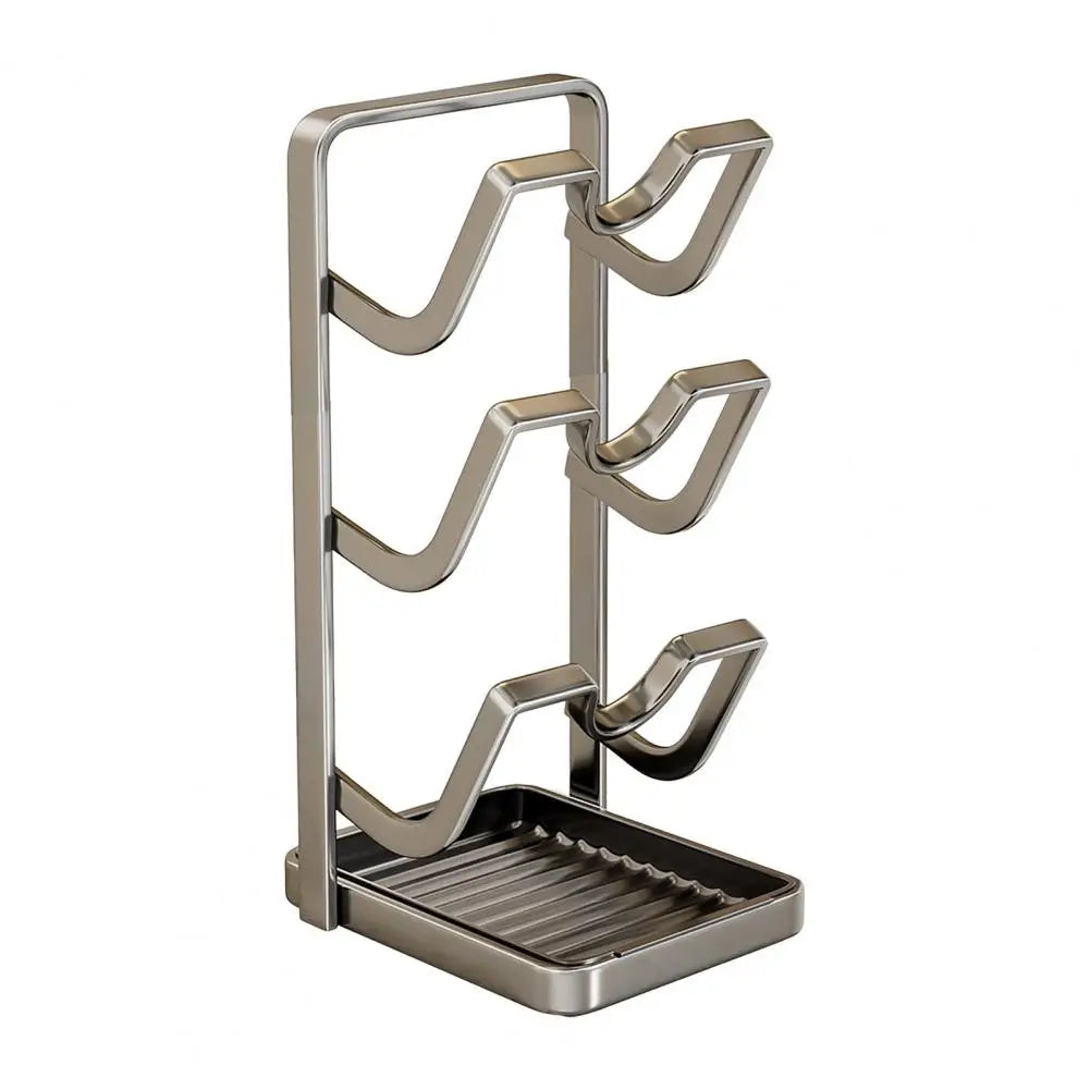 Pot Lid Storage Rack Kitchen Counter Organizer Countertop Pot Lid Organizer with Removable Drip Tray Spoon Kitchen for Lids