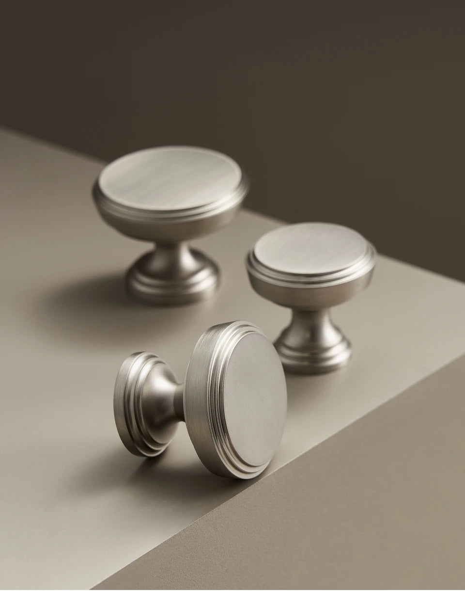 Nurlin Solid Brass Nickel Brushed Luxurious Silver French Modern Cabinet Handles Tbar Wardrobe Knobs
