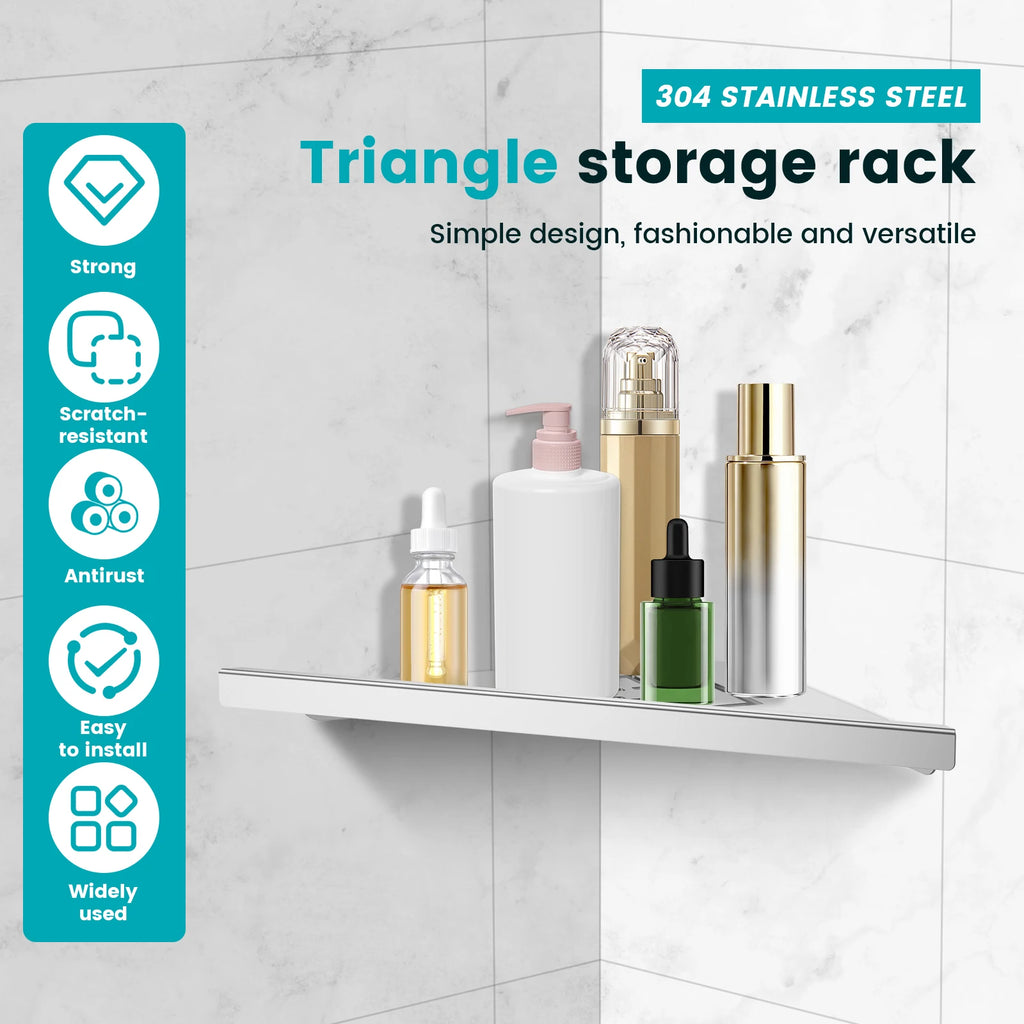 Stainless Steel Bathroom Shelf Shampoo Makeup Shower Storage Shelf Bathroom Wall Mount Corner Organizer Rack