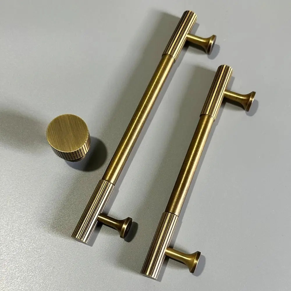 Bronze Bronze Cabinet Handles Wardrobe Pulls Antique Solid Brass Knurled Handle T-bar Door Knobs Furniture Door Pull