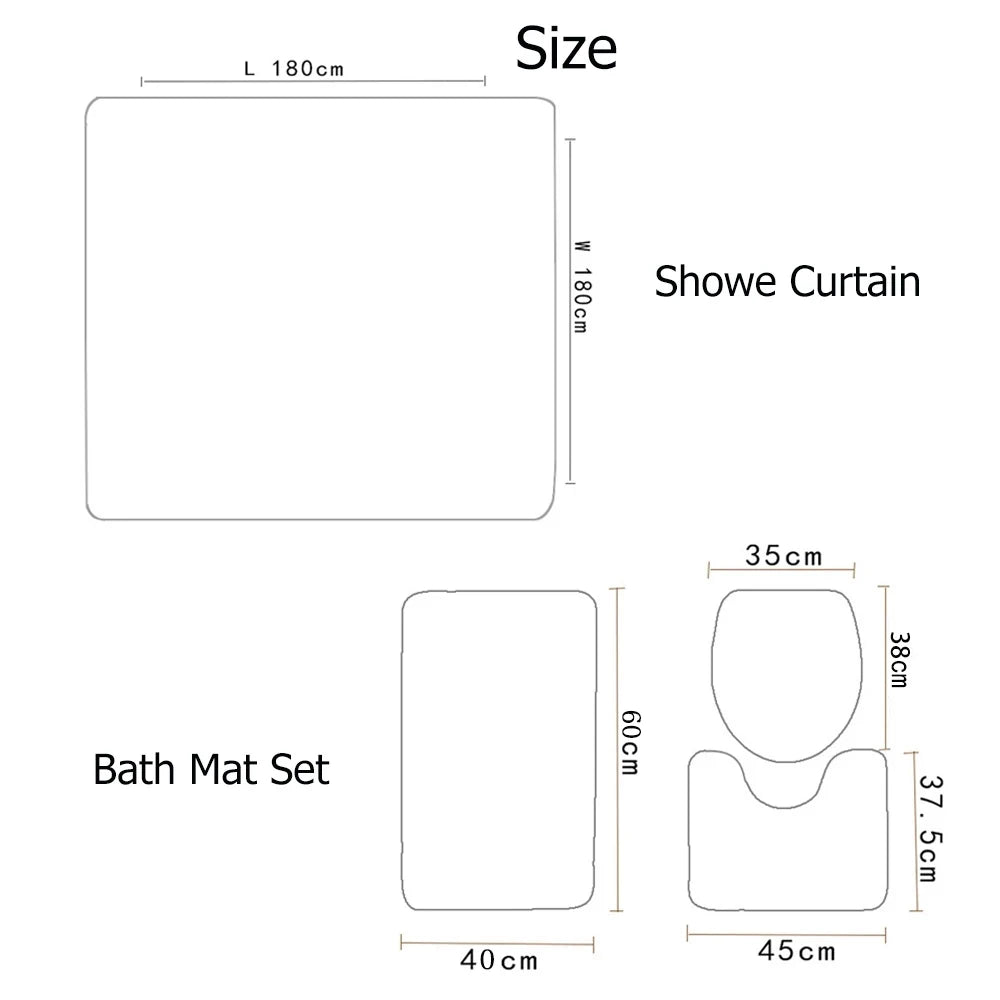 1/4 Forest Waterfalls  print shower Curtains, Toilet Seat Decoration, Shower Curtain with Carpet and Toilet Lid, 70.8x70.8 inch