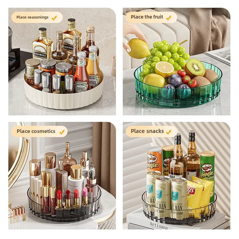 Rotating Spice Rack Organizer - Kitchen Storage for Condiment Bottles & Seasoning Jars | Desktop Storage Solution