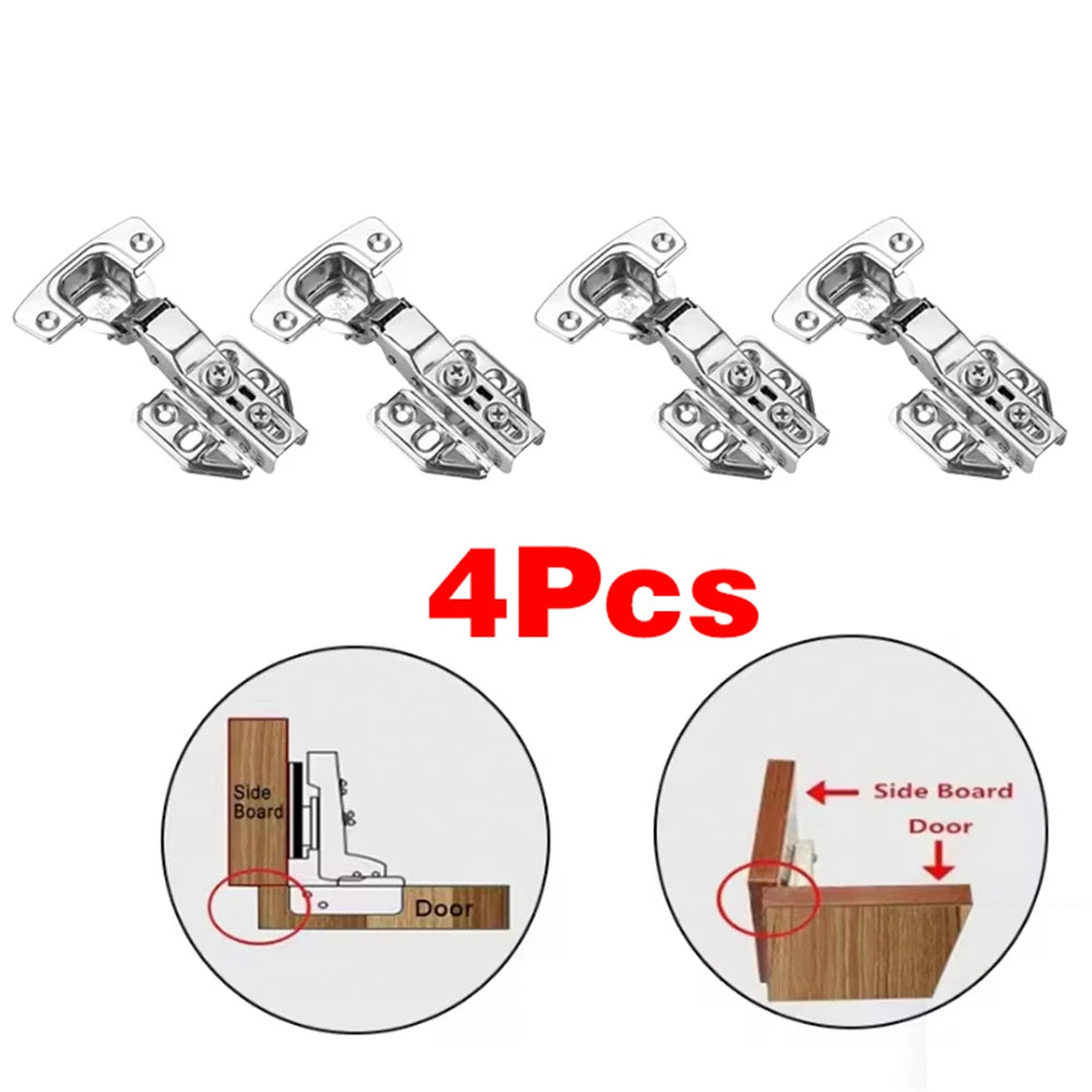 2-8 Pcs Stainless Steel Cabinet Door Hinges Hydraulic Damper Buffer Soft Close Quiet Wardrobe Door Concealed Hinges with Screws