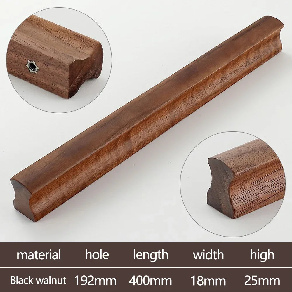 Wooden Furniture Handles Walnut Kitchen Cabinet Handles Drawer Knobs Handles for Cabinets and Drawers Long Wardrobe Pulls