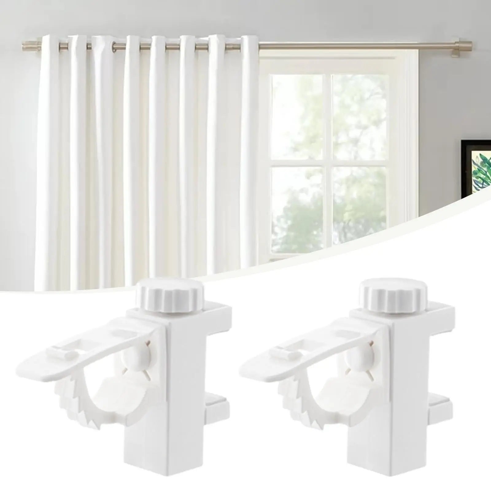 2x Curtain Rod Holders Universal Easy Installation Flexible Curtain Hangers for Restroom Living Room Hotel Bedroom Cabinets