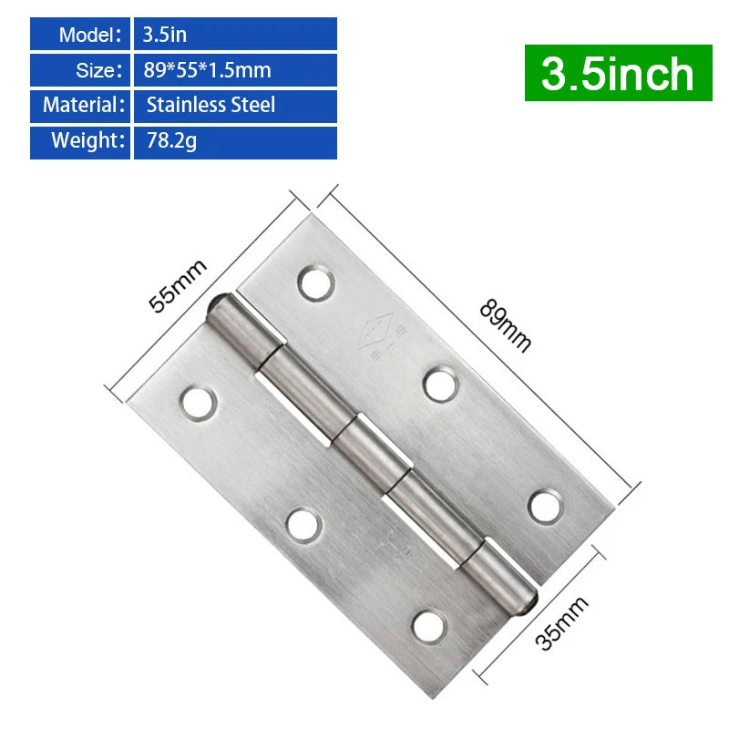 6/10pcs Furniture Cabinet Door Hinges Stainless Steel Drawer Fitting Hinge Hardware Box Accessories 2in 3in 1.5in 2.5in 3.5in
