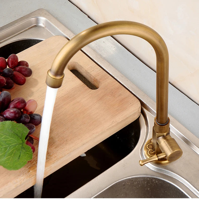 Cold Kitchen Sink Faucet Antique Bronze Finished 360 Degree Single Hole Water Tap Cooper Kitchen Tap ELK12