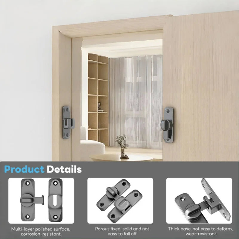 90/180 Degree Flip Door Lock,2-in-1 Security Door Latch,Sliding Door Bolt,Barn Door Latches,Anti-theft Buckle,Home Gate Hardware