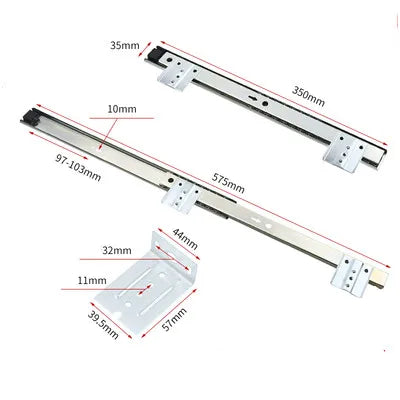 2pcs Computer Desk Drawer Slides Rail Track Hoisting Keyboard Tray Slide Rail Pull Steel Ball Furniture Hardware Accessories