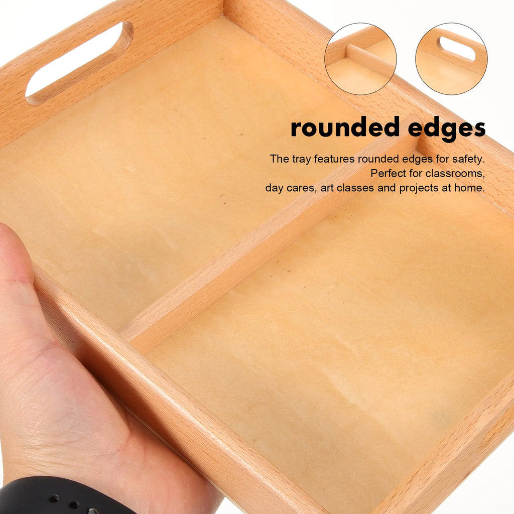 Wooden Tray Toddler Funny Teaching Aids Practical Serving Tray Art Craft Organizing tool Early Learning Sensory Project supplies