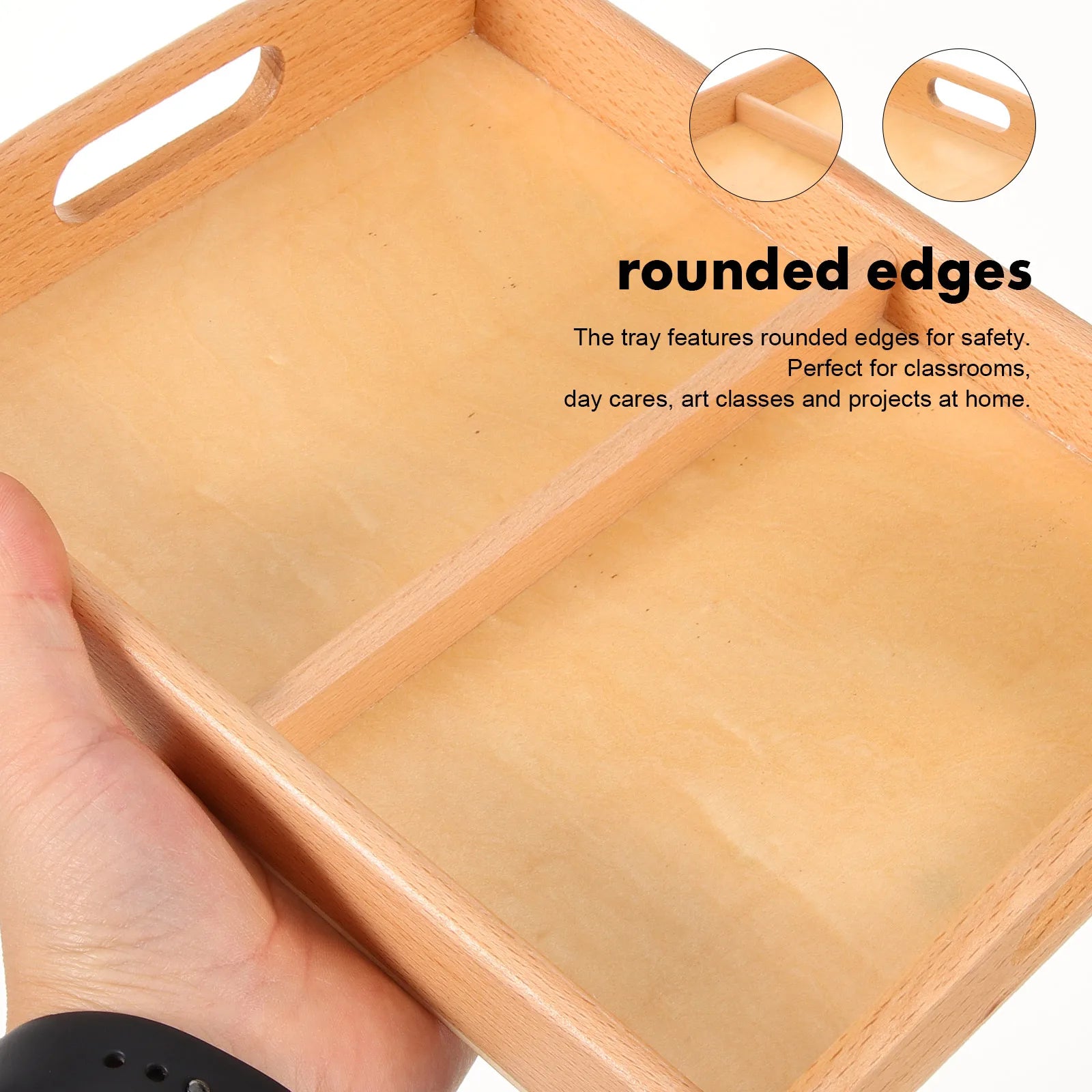 Wooden Tray Toddler Funny Teaching Aids Practical Serving Tray Art Craft Organizing tool Early Learning Sensory Project supplies