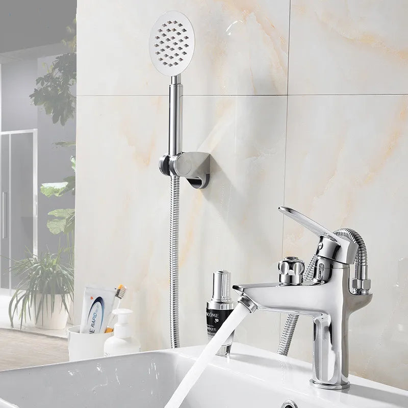 Bathroom Basin Faucet Deck Mounted Sink Mixer Tap Toilet Countertop Wash Basin Tap Multifunctional Cold Hot Water Mixing Valve