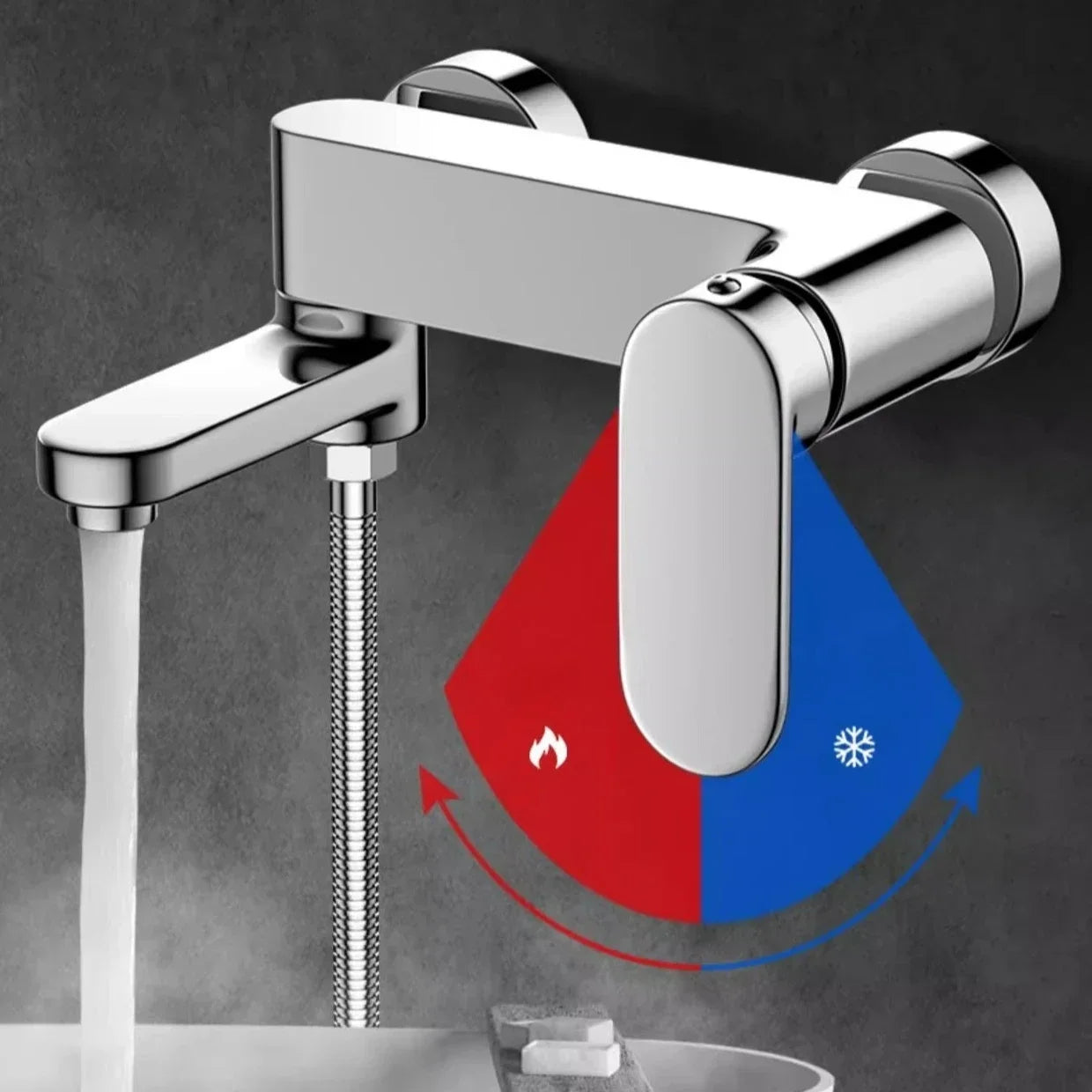 Brass Shower Bathroom Bathtub Faucet with Swivel Tub Spout Wall Mounted Hot and Cold Water Mixer Valve Household Bath Tap
