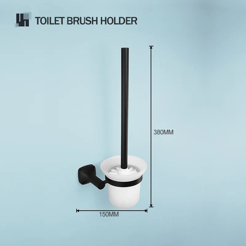 Black Bathroom Accessories Stainless Steel Wall Mounted Bath Towel Holder Robe Hook Toilet Brush Paper Towel Holder Pendant
