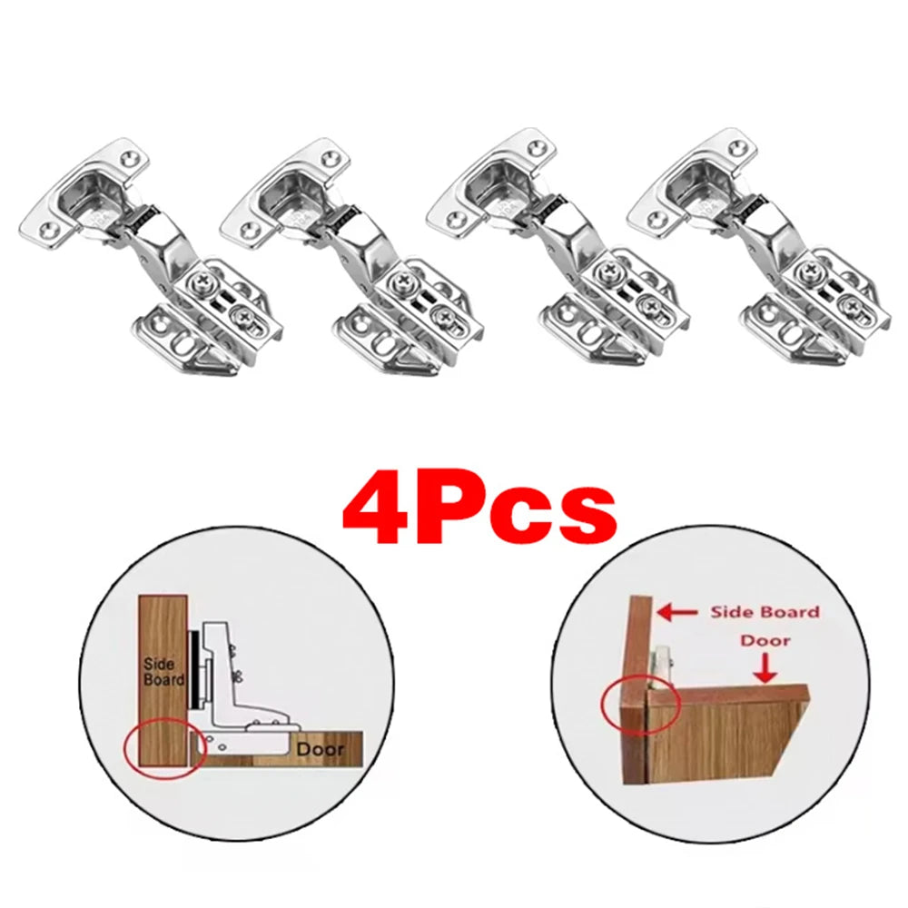 2-8 Pcs Stainless Steel Cabinet Door Hinges Hydraulic Damper Buffer Soft Close Quiet Wardrobe Door Concealed Hinges with Screws