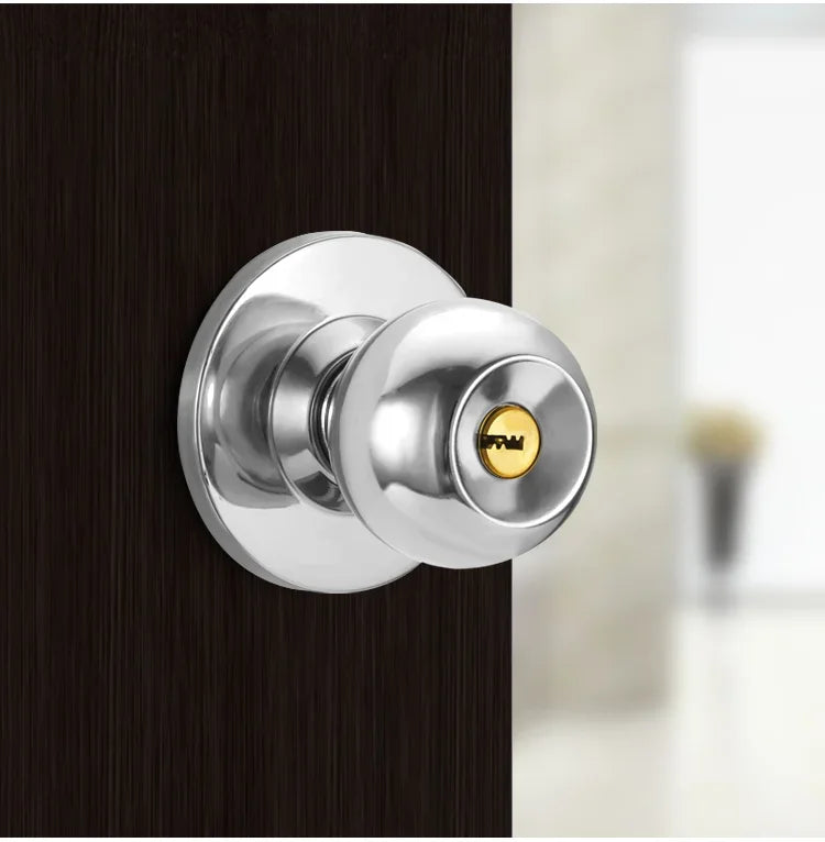 New Stainless Steel Round Ball Door Knobs Handle Passage Entrance Lock Entry for Bedrooms Living Rooms Hardware Accessories