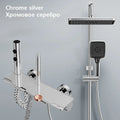 Tempered Glass Panel Rain Bathroom Shower Faucets Set Cold Hot Mixer Taps Rainfall Shower Faucet Complete Bathtub Showers System