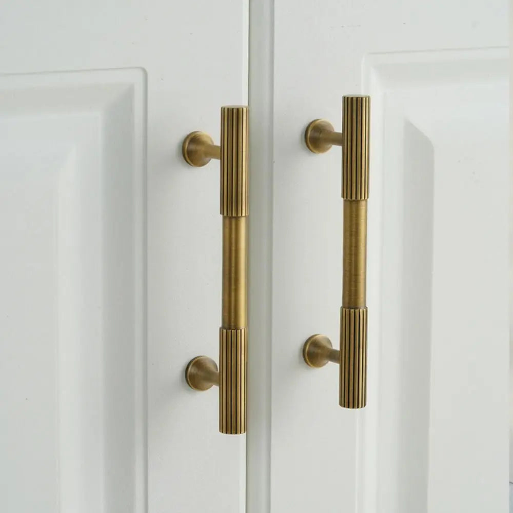 Bronze Bronze Cabinet Handles Wardrobe Pulls Antique Solid Brass Knurled Handle T-bar Door Knobs Furniture Door Pull